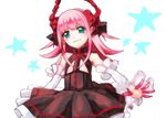  :3 apiamu421 blue_eyes bow detached_sleeves dress elizabeth_bathory_(fate) elizabeth_bathory_(fate)_(all) fate/extra fate/extra_ccc fate_(series) hair_bow highres horns long_hair pink_hair solo two_side_up 