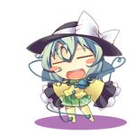  =_= blush_stickers chibi eyeball heart heart_of_string komeiji_koishi long_hair lowres nyagakiya open_mouth silver_hair skirt sleeves_past_wrists smile solo thighhighs third_eye touhou 