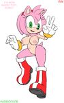  anthro areola big_breasts breasts english_text erect_nipples female green_eyes habbodude hair hedgehog looking_at_viewer mammal nipples nude pink_hair pussy rav ravnic sega smile sonic_(series) text 