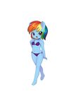  anthro anthrofied bikini born-to-die clothing female friendship_is_magic hair looking_at_viewer multi-colored_hair my_little_pony navel open_mouth plain_background rainbow_dash_(mlp) simple_background solo standing swimsuit tight_clothing white_background young 