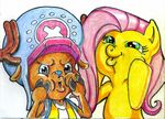  antlers cervine crossover cute duo equine female feral fluttershy_(mlp) friendship_is_magic fur green_eyes hair horn horse irie-mangastudios male mammal my_little_pony one_piece pink_hair pony reindeer squishy_cheeks tony_tony_chopper yellow_fur 