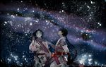  bankotsu_(inuyasha) black_hair braid facial_mark inuyasha jakotsu_(inuyasha) japanese_clothes multiple_boys otoko_no_ko scarf single_braid sky star_(sky) starry_sky suou 