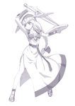  bad_id bad_pixiv_id braid long_hair monochrome shield simple_background solo sumaki_shungo sword valkyrie_(vnd) valkyrie_no_densetsu weapon white_background 