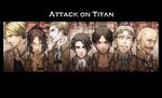  6+boys auruo_bossard black_hair blonde_hair brown_hair column_lineup copyright_name darkwinslow dot_pixis eren_yeager erwin_smith glasses hange_zoe levi_(shingeki_no_kyojin) mike_zakarius multiple_boys paradis_military_uniform shingeki_no_kyojin 