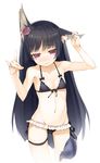  animal_ears bare_shoulders bikini black_hair blush bow commentary_request cowboy_shot eyelashes flat_chest flower fox_ears fox_shadow_puppet fox_tail frills front-tie_top gokou_ruri groin hair_flower hair_ornament long_hair looking_at_viewer mole mole_under_eye navel nekomu nose_blush ore_no_imouto_ga_konna_ni_kawaii_wake_ga_nai red_eyes rose simple_background solo swimsuit tail very_long_hair wavy_mouth white_background 