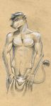  biceps body_hair chest_tuft covering ear_piercing facial_piercing feline fur grin hair happy_trail lip_piercing looking_at_viewer male mammal muscles nude pecs piercing pose sketch smile solo standing topless towel tuft tush 
