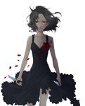  baccano! bad_id bad_pixiv_id beri black_hair chane_laforet dress knife petals red_eyes solo 