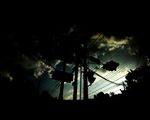 bad_pixiv_id cloud copyright_request night no_humans pole power_lines scenery shadow shimei_jien silhouette traffic_light 