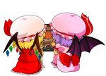  bat_wings blonde_hair blue_hair chibi flandre_scarlet hat heater multiple_girls remilia_scarlet rii short_hair siblings sisters touhou wings 