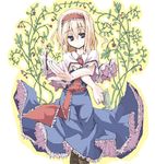  alice_margatroid blonde_hair blue_eyes hairband mochiki plant ribbon short_hair solo touhou vines 