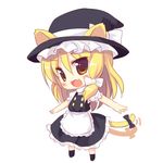  animal_ears blonde_hair bow braid cat_ears cat_tail chibi ears_through_headwear full_body hat kemonomimi_mode kirisame_marisa meito_(maze) outstretched_arms short_hair side_braid solo spread_arms standing tail tail_bow tail_wagging touhou witch_hat yellow_eyes 