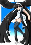  absurdly_long_hair apron bad_id bad_pixiv_id black_eyes black_hair full_body hair_wings long_hair lucu_lucu lucuha solo thighhighs very_long_hair za_(artist) 