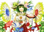  flower green_eyes green_hair hat kazami_yuuka short_hair solo touhou tsurukame 