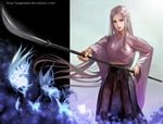  ga-rei ga-rei_zero isayama_mei japanese_clothes jasmine_t long_hair naginata polearm solo very_long_hair weapon 