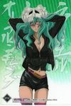  arrancar bleach casual contemporary facial_mark green_hair highres long_hair nelliel_tu_odelschwanck phonecard scan scan_artifacts skull solo watermark 