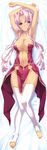  1girl absurdres armpits arms_up blue_eyes breasts cleavage dakimakura dark_skin feet highres hikage_eiji koihime_musou long_image lying no_panties no_shoes payot pink_hair sidelocks sonken tall_image thighhighs toeless_legwear toes white_legwear 