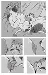  anthro bed bedroom big_breasts bovine breast_suck breasts cattle comic donryu eye_contact feline female fur hair interspecies lactating licking male mammal milk monochrome nipples nude shy size_difference straight tiger tongue vex_(character) 