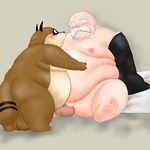  big_balls dogma gay human hyper hyper_balls male mammal moobs obese old overweight tanuki unknown_artist 