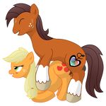  absurd_res absurdly_absurd_res alpha_channel applejack_(mlp) balls belly bent_over blonde_hair blush brown_fur brown_hair cutie_mark duo equine eyes_closed female feral freckles friendship_is_magic fur green_eyes hair hi_res horse male mammal my_little_pony orange_fur original_character penetration penis plain_background pony sex straight sweat transparent_background xniclord789x 