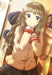  1girl blue_hair brown_hair clannad from_above hikarizaka_private_high_school_uniform lap_pillow long_hair lying miyazawa_yukine mni okazaki_tomoya purple_eyes school_uniform short_hair 