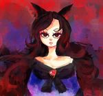  animal_ears bad_id bad_pixiv_id bare_shoulders brown_hair chenna highres imaizumi_kagerou long_hair red_eyes red_hair solo touhou very_long_hair wolf_ears 