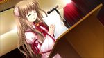  braids brown_hair flowers game_cg kanbe_kotori paper rewrite speech stage 