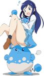  azumarill azurill blue_eyes blue_hair crossover dokidoki!_precure gen_2_pokemon gen_3_pokemon half_updo hishikawa_rikka long_hair open_mouth pokemon pokemon_(creature) precure umanosuke 