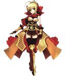  ahoge armor blonde_hair bow fate/extra fate_(series) green_eyes highres nero_claudius_(fate) nero_claudius_(fate)_(all) official_art scan scan_artifacts tiara wada_aruko 