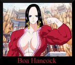  abs biceps black_hair blue_eyes boa_hancock breasts cleavage earrings extreme_muscles female jewelry large_breasts long_hair muscle one_piece 