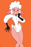  anthro bell blush caprine collar droopy embarrassed female fur leggy_lamb looking_at_viewer mammal plain_background roger_bacon sheep sheep_wrecked solo unknown_artist white_fur 