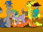  cobra_mcjingleballs crash_bandicoot crossover my_little_pony perry_the_platypus ratchet sly_cooper spike 