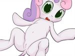  anus blush cub cutie_mark_crusaders equine female feral friendship_is_magic fur green_eyes hair horn mammal my_little_pony open_mouth plain_background pussy solo sweetie_belle sweetie_belle_(mlp) two_tone_hair unicorn white_background white_fur young zokkili 