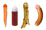  candle carrot food hot_dog inanimate penis vegetable wood 