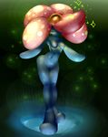  2013 anthro anthrofied breasts elpatrixf eyes_closed female flora_fauna glowing hair hair_over_eye hi_res leaves nintendo nipples open_mouth plant pok&#233;mon pok&#233;morph porkyman pussy red_hair simple_background solo sparkles standing tongue video_games vileplume 