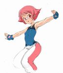  cha_(chelltye) flat_chest gym_leader pink_hair pokemon pokemon_(game) pokemon_dppt red_eyes simple_background sketch solo sumomo_(pokemon) white_background 