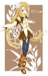  blonde_hair blue_eyes boots character_name flower full_body gloves hair_flower hair_ornament ichi_makoto knee_boots long_hair marta_lualdi smile solo tales_of_(series) tales_of_symphonia tales_of_symphonia_knight_of_ratatosk 