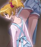  apron blonde_hair fresh_precure! haruyama_kazunori momozono_love panties pink_scrunchie precure red_eyes scrunchie shorts underwear 