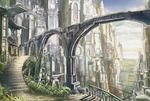  bad_id bad_pixiv_id bridge building city cloud copyright_request day k_kanehira no_humans ruins scenery sky stairs 