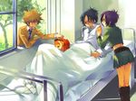  2boys bed chrome_dokuro eyepatch hospital hospital_bed katekyo_hitman_reborn! multiple_boys natsume_(1-pico) purple_hair rokudou_mukuro sawada_tsunayoshi short_hair skirt 