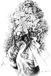  bad_id bad_pixiv_id copyright_request dress elbow_gloves flower gloves greyscale kai_(linking) monochrome solo 