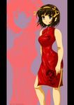  brown_eyes brown_hair china_dress chinese_clothes dress hairband nanashi_noiji non-web_source pillarboxed short_hair solo suzumiya_haruhi suzumiya_haruhi_no_yuuutsu 