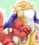  cute digimon furry guilmon hug lowres renamon 