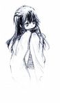  benino black_hair greyscale japanese_clothes kimono long_hair looking_back monochrome nurarihyon_no_mago scarf sketch snow solo yuki_onna_(nurarihyon_no_mago) 