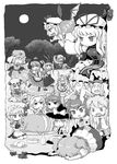  alice_margatroid animal_ears bad_id bad_pixiv_id bat_wings book bow bunny_ears cat_ears chen closed_eyes crescent dancing eating everyone fangs food full_moon gap gourd greyscale hair_bow hair_tubes hakurei_reimu hat hinanawi_tenshi hitodama horns ibuki_suika izayoi_sakuya jewelry kirisame_marisa konpaku_youmu konpaku_youmu_(ghost) long_hair long_sleeves maid_headdress mob_cap monochrome moon multiple_girls nagae_iku necktie night onozuka_komachi outdoors patchouli_knowledge pillow_hat puffy_short_sleeves puffy_sleeves reisen_udongein_inaba remilia_scarlet rif saigyouji_yuyuko scarlet_weather_rhapsody shameimaru_aya shanghai_doll shoes short_hair short_sleeves single_earring socks sword touhou tree triangular_headpiece weapon wide_sleeves wings witch_hat yakumo_ran yakumo_yukari 