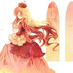  aruya_(flosrota) closed_eyes crown dress gown long_hair original princess solo window 
