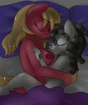  anthro anthrofied bed big_macintosh big_macintosh_(mlp) blonde_hair breasts couple crossgender duo earth_pony equine eyes_closed female freckles friendship_is_magic grey_hair hair holding horse hug lesbian lying mammal my_little_pony nipples pillow pony rule_63 sleeping smarty_pants smartypants_(mlp) sugarcup two_tone_hair 