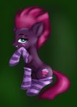  broken_horn clothing cutie_mark edit equine friendship_is_magic fur green_eyes hair horn horse jbond legwear mammal my_little_pony painting pony purple_fur red_hair shadowreindeer simple_background socks solo tempest_shadow_(mlp) unicorn 