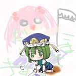  chibi drawing higeneko_(idemoto) lowres multiple_girls onozuka_komachi shiki_eiki sketching touhou younger 