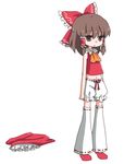  bad_id bad_pixiv_id bloomers detached_leggings hakurei_reimu ica midriff navel skirt solo touhou underwear wardrobe_error 