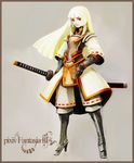  armor blonde_hair camellia_(pixiv_fantasia) gigandal_federation high_heels hironox katana long_hair pixiv_fantasia pixiv_fantasia_3 red_eyes shoes solo sword weapon 